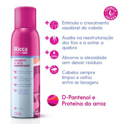 Imagem de Shampoo a Seco Fortificante Reconstrução dos Fios Antioleosidade Ricca 150ml