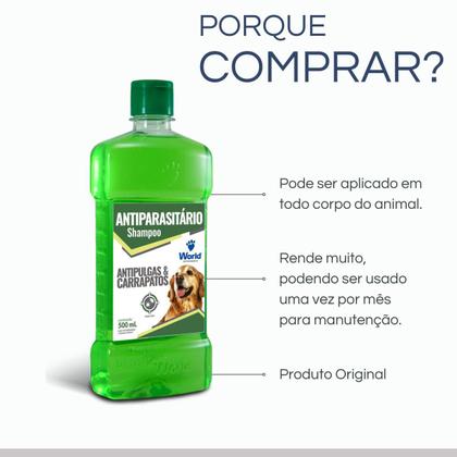 Imagem de Shampoo Antipulgas Carrapatos Cães World 500ml