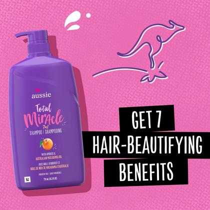 Imagem de Shampoo Aussie Total Miracle com óleo de damasco e macadâmia 770mL