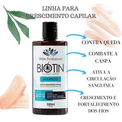 Imagem de Shampoo Biotin Cresce Cabelo e Fortalece Tratar Couro Cabeludo WEllis Profissional 500 ml 