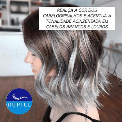 Imagem de Shampoo Cinza Escuro Matizador Desamarelador para Grisalhos Platinados Loiros 300ml Nupill Profissional