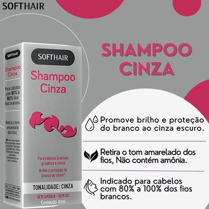 Imagem de Shampoo Cinza Soft Hair Cabelo Grisalho Profissional Sem Amonia E Oxidantes 60ml