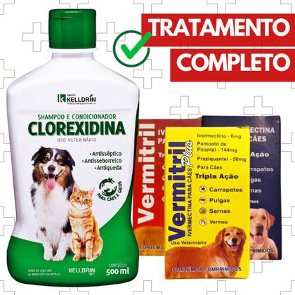 Imagem de Shampoo Clorexidina + 4 comp antipulga 16 a 30kg Vermitril