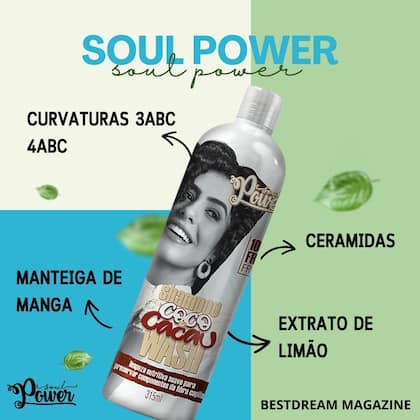 Imagem de Shampoo Coco E Cacau Wash Soul Power Hidratação Capilar Vegano Cacheado Crespo 315ml