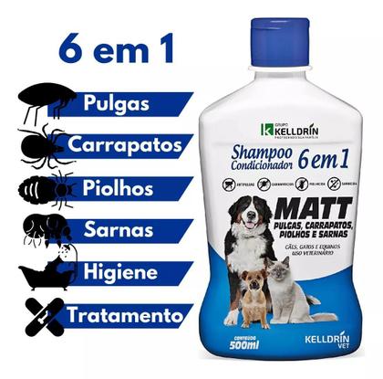 Imagem de Shampoo Cond Anti Pulgas Carrapatos Sarna Cães Gatos 6 Em 1