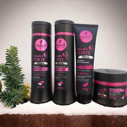 Imagem de Shampoo + Cond + Masc + Protetor Haskell Cavalo Forte Hidra Proteção e Vitalidade 300 ML