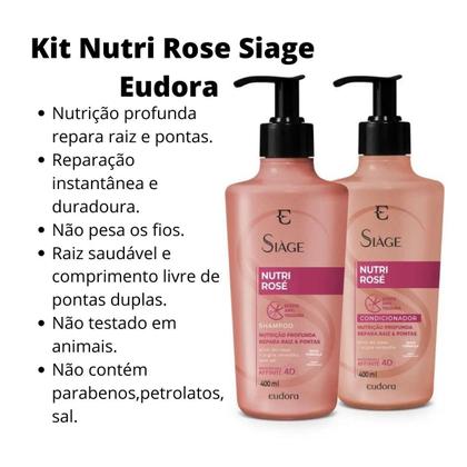 Imagem de Shampoo + Condicionador 400ml Siage Eudora Nutri Rose