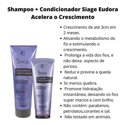 Imagem de Shampoo + Condicionador Siage Eudora Acelera O Crescimento