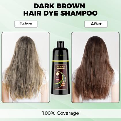 Shampoo de tintura de cabelo KAISASA Dark Brown 500mL 3 em 1 Argan