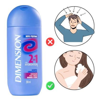 Imagem de Shampoo Dimension Cabelos Secos 2 em 1 200 ml