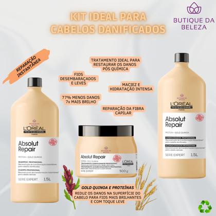 Imagem de Shampoo e Condicionador 1,5L Máscara 500g Loreal Absolut Repair Gold Quinoa