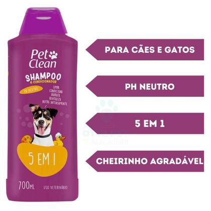 Imagem de Shampoo e Condicionador 5 em 1 Pet Clean 700 mL para Cães e Gatos