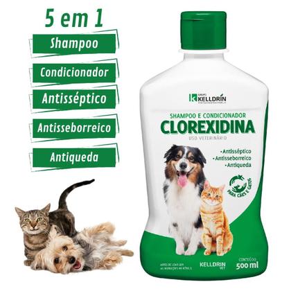 Imagem de Shampoo e Condicionador Cachorro Clorexidina Kelldrin 500ml