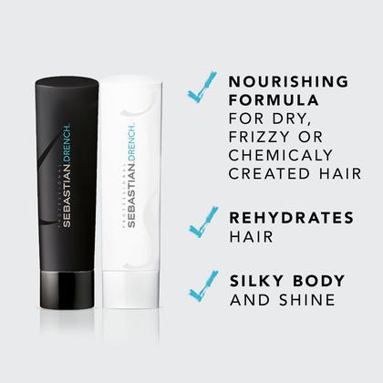 Imagem de Shampoo e condicionador Sebastian Drench 250ml + spray de cabelo 300ml
