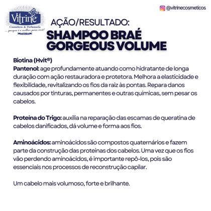 Imagem de Shampoo Gorgeous Volume Braé Fracionado 240ml - Shampoo doador de volume