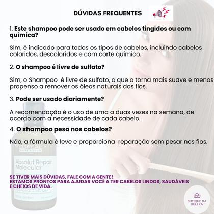 Imagem de Shampoo Loreal Absolut Repair Molecular 300ml -Reconstrução 