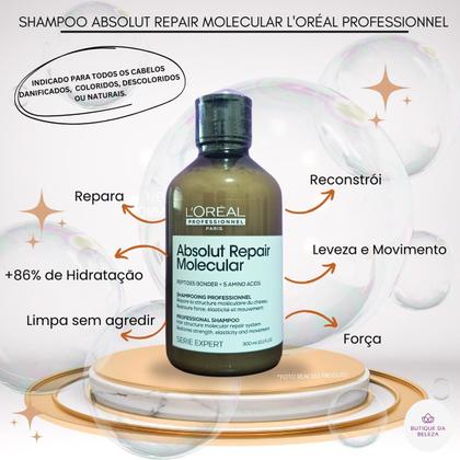 Imagem de Shampoo Loreal Absolut Repair Molecular 300ml -Reconstrução 