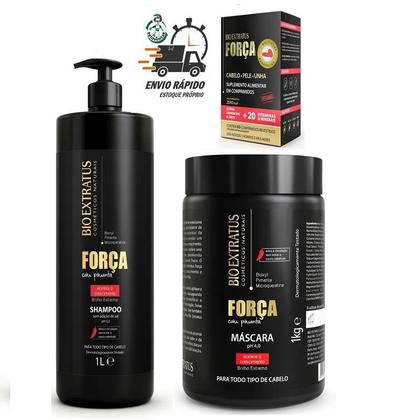 Imagem de Shampoo + Máscara e Suplemento Força Pimenta Bio Extratus