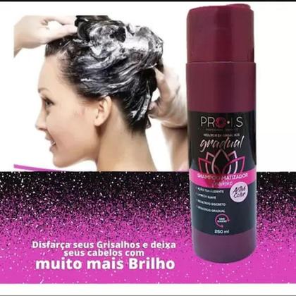 Imagem de Shampoo matizador feminino escurecedor cabelos brancos grisalhos pro i.s 250ml