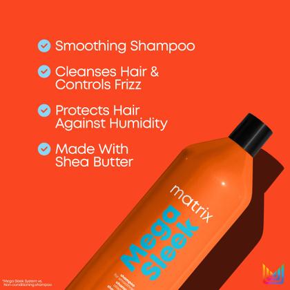 Imagem de Shampoo Matrix Mega Sleek Frizz-Control 1L para cabelos secos