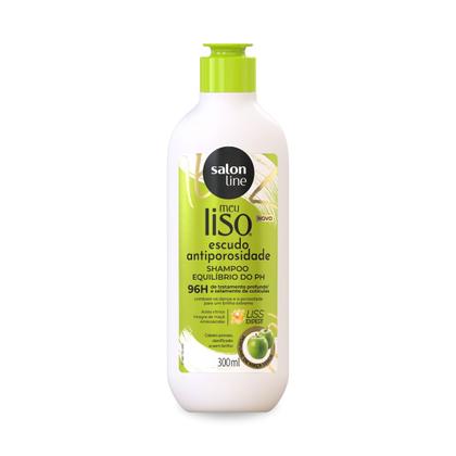 Imagem de Shampoo Meu Liso Tratamento Brilho Extremo Escudo Antiporosidade Equilíbrio do PH Limpeza Profunda Tratamento Antifrizz 300ml, Salon Line