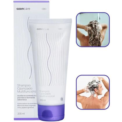 Imagem de Shampoo ozonizado dermatite queda cabelo anticaspa psoriase vegano multifuncional 200ml