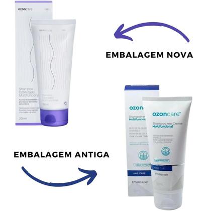 Imagem de Shampoo ozonizado dermatite queda cabelo anticaspa psoriase vegano multifuncional 200ml