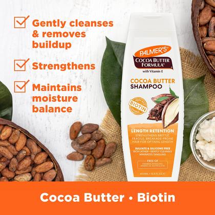 Imagem de Shampoo Palmer's Cocoa Butter, retenção de comprimento de biotina, 400 mL