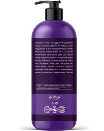 Imagem de Shampoo roxo VANIDOX, sem sulfato, tonificante de latão, 480 ml