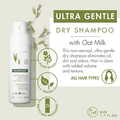 Imagem de Shampoo seco Klorane com leite de aveia sem aerossol para todos os tipos de cabelo