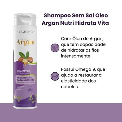 Imagem de Shampoo Sem Sal Óleo Argan Nutri Hidrata Vita Seiva 300ml