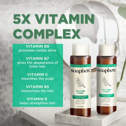 Imagem de Shampoo Soapbox Tea Tree 1L sem sulfato, sem parabenos, vegano