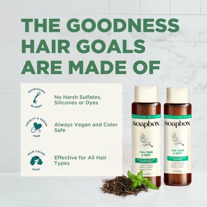 Imagem de Shampoo Soapbox Tea Tree 1L sem sulfato, sem parabenos, vegano