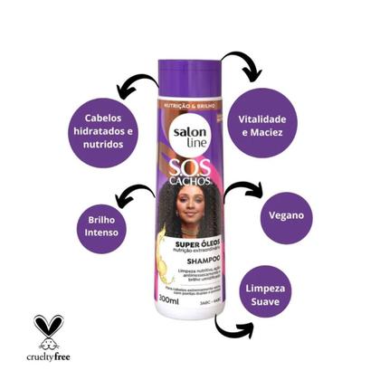 Imagem de Shampoo Super Óleos 300ml Salon Line S.O.S Cachos 12 óleos