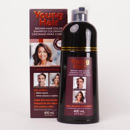 Imagem de Shampoo Tonalizante Castanho YoungHair Sem Amônia Cobre Fios Brancos 400ml