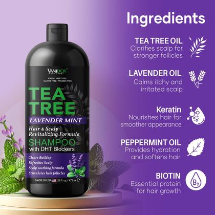 Imagem de Shampoo VANIDOX Tea Tree Lavender Mint 480 mL com coceira no couro cabeludo