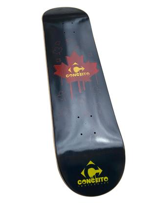 Imagem de Shape maple c decks skate preto logo amarelo folha vermelha 7.00"