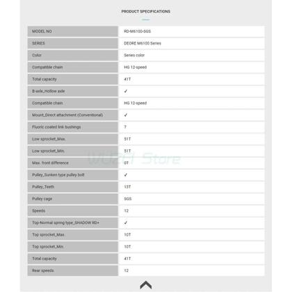 Imagem de Shimano Deore M6100 - Desviador MTB 12 Velocidades (Rd-m6100-sgs) - Peças Originais