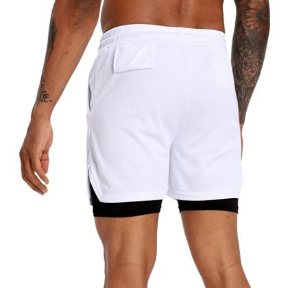 Imagem de short 2 em 1 com bolso interno para treino academia corrida proteção uv