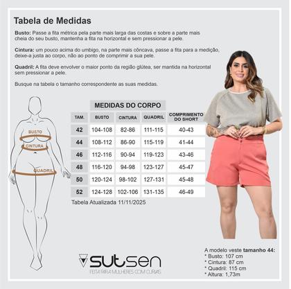 Imagem de Short Alfaiataria C/ Bolso em Poliéster Plus Size 42 Ao 52