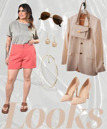 Imagem de Short Alfaiataria C/ Bolso em Poliéster Plus Size 42 Ao 52