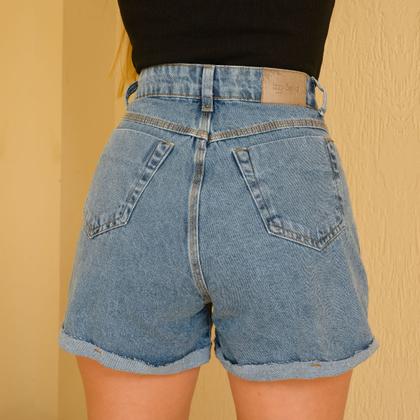 Imagem de Short Básico Marmorizado 100 Jeans Algodão Com a Barra Dobrada