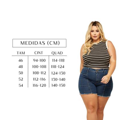 Imagem de Short Bermuda Feminina Cintura Alta Plus Size Modeladora Confortável Top com Elastano