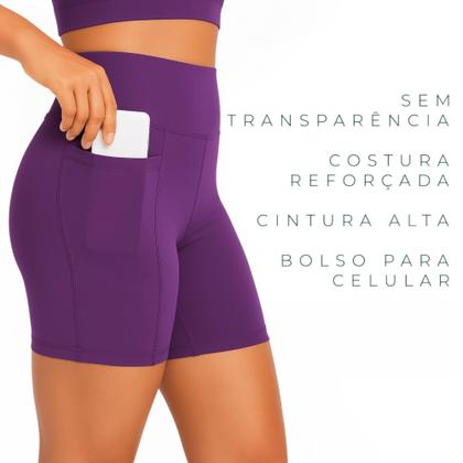 Imagem de SHORT Bermuda Leg Legging LISO com BOLSO Suplex Reforçado Fitness Academia Yoga 1053