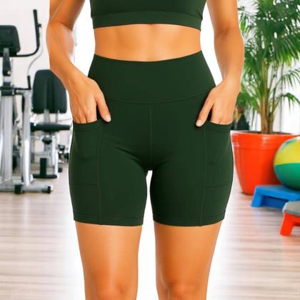 Imagem de SHORT Bermuda Leg Legging LISO com BOLSO Suplex Reforçado Fitness Academia Yoga 1053