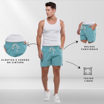 Imagem de Short Bermuda Masculina em Linho Mauricinho com bolsos 