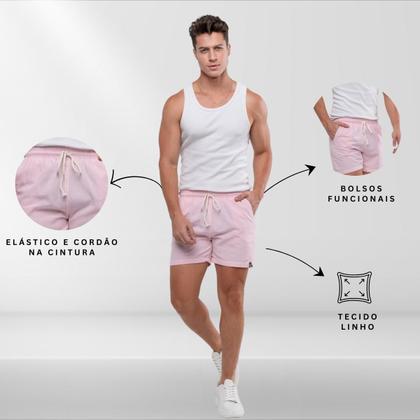 Imagem de Short Bermuda Masculina em Linho Mauricinho com bolsos 