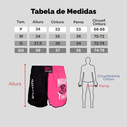 Imagem de Short calção muay thai luta feminino preto com rosa progne