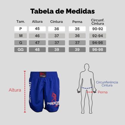 Imagem de Short calção muay thai luta masculino azul progne