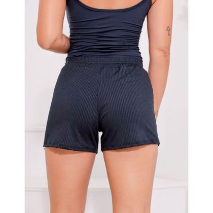 Imagem de Short canelado elástico na cintura feminino moda elegante